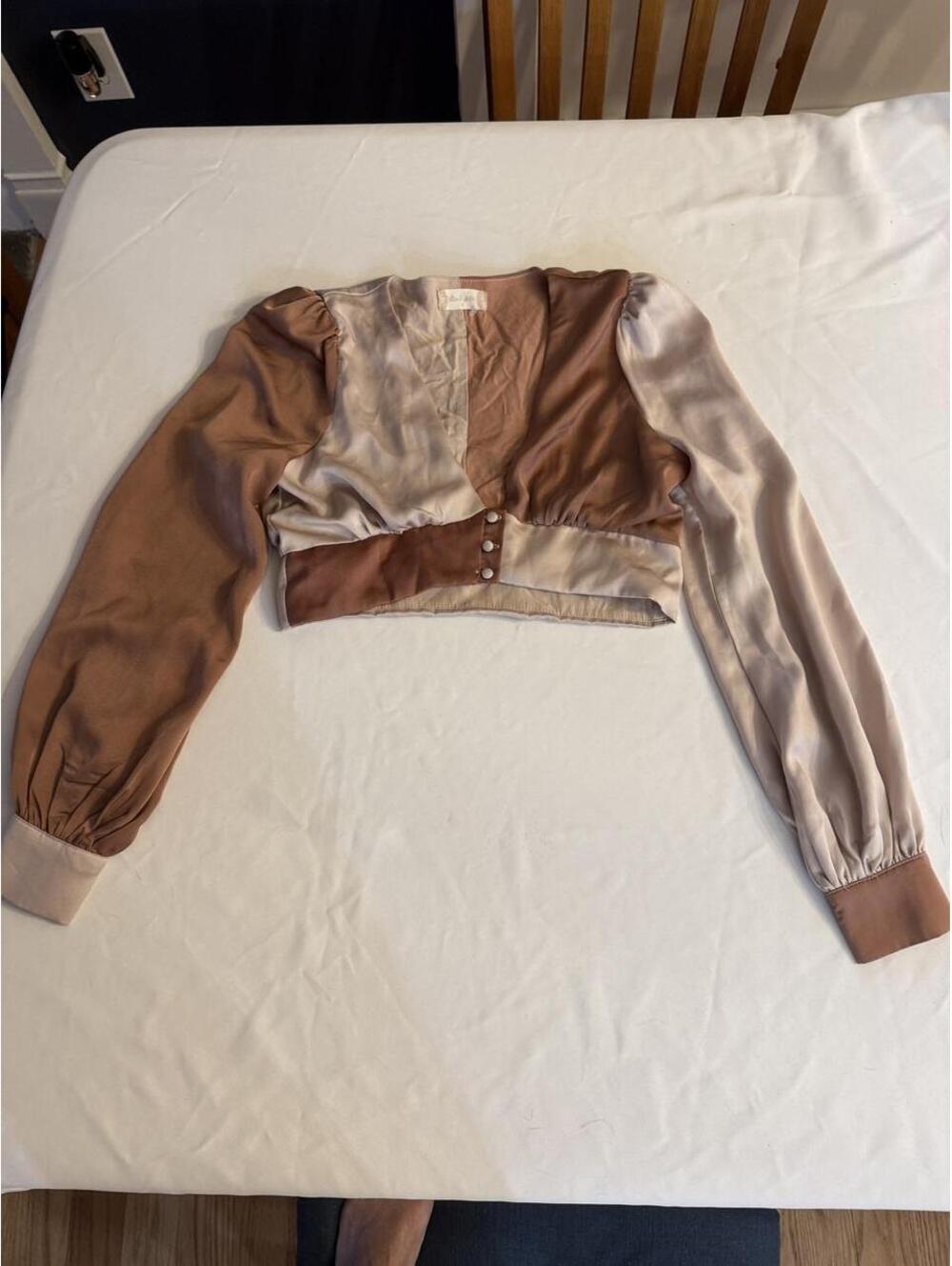 Altar'd State Women's Brown and Tan satin Blouse